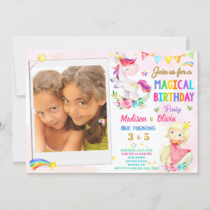 Photo Unicorn et invitation à l'anniversaire de la