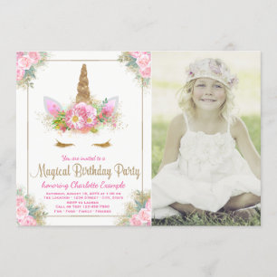 Photo Unicorn Invitations de fête d'anniversaire