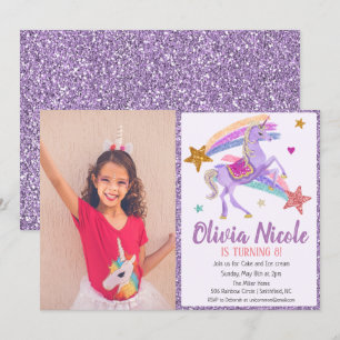 Photo Unicorn Parties scintillant Invitation d'ann