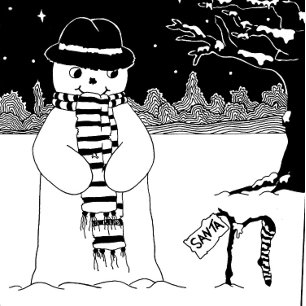 photo unique en noir et blanc de bonhomme de neige