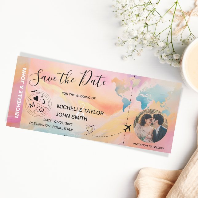 Photo unique Enregistrer la date Carte du Monde du (Créateur téléchargé)