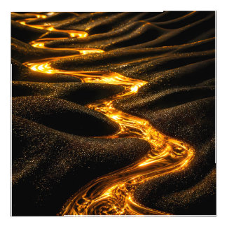 Photo Vagues dorées luxueuses Impression d'art abstrait