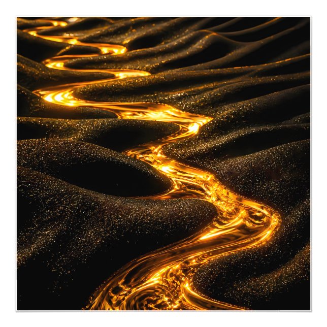 Photo Vagues dorées luxueuses Impression d'art abstrait  (Devant)