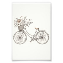 Vélo vintage avec Panier en fleurs Impression phot