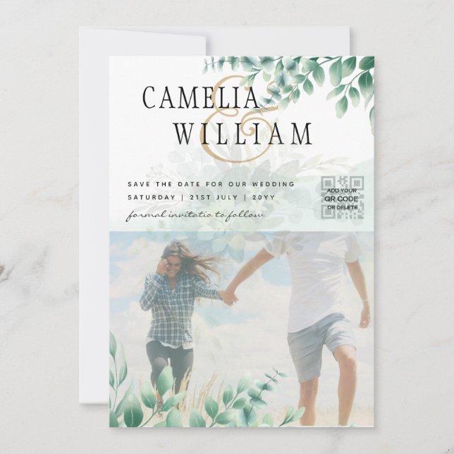 PHOTO VERTE FAIRE-PART DE MARIAGE Eucalyptus (Devant)