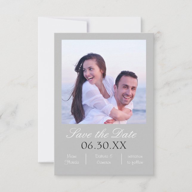 Photo Vertical Gris - 3x5 Save the Date (Devant)