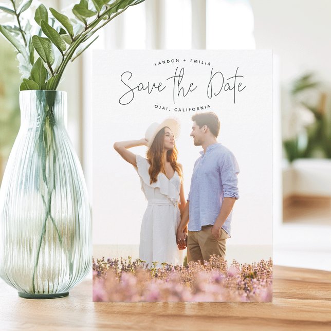 Photo verticale Faire-part esquissée Enregistrer l (Créateur téléchargé)