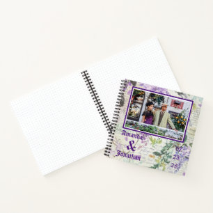Photo Vintage Floral Purple Mariage Livre d'invité