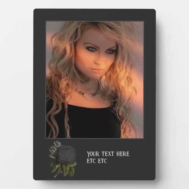 Photo Vintage Gothic Black Roses Personalized Plaque (Devant)