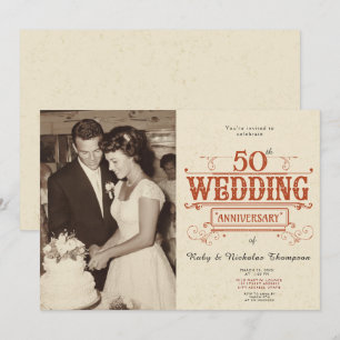 Photo vintage Invitation du 50e anniversaire du Ma