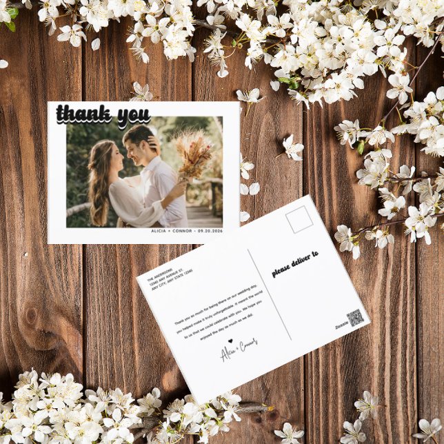 Photo vintage Retro | Carte postale Merci Mariage (Créateur téléchargé)