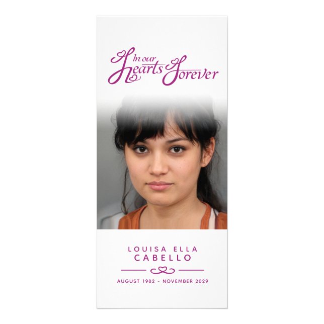 Photo violet blanc programme funéraire mince carte (Dos)