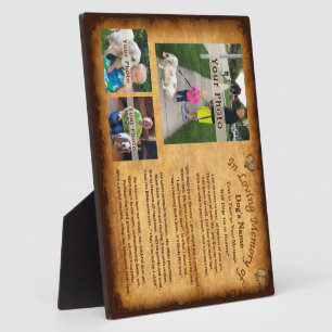 Photo Vos 3 Photos, Texte Plaque commémorative de chien