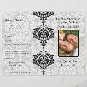 Photo Wedding Programme Black Damask