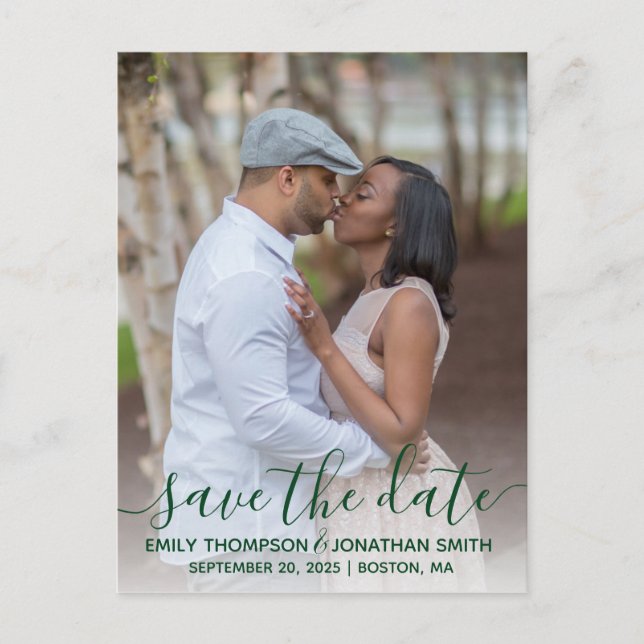Photo Wedding Save The Date Carte postale en vert (Devant)