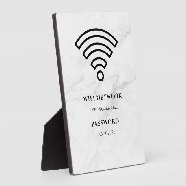 Photo Wifi Network and Password Black Plaque (Côté)