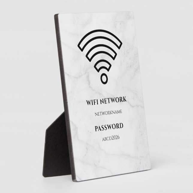 Photo Wifi Network and Password Black Plaque (Côté)