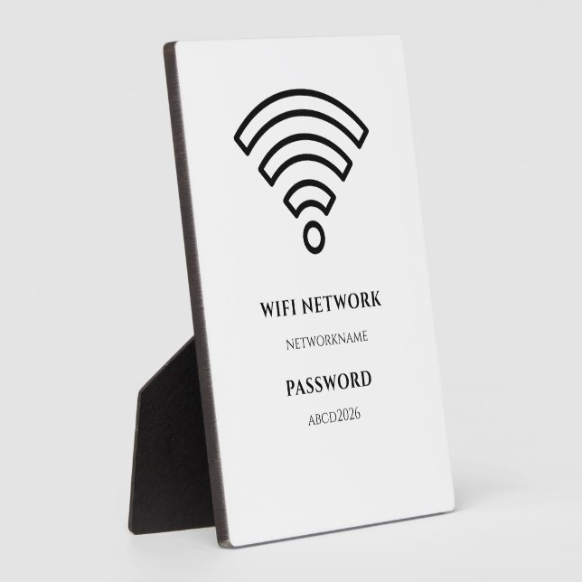 Photo Wifi Network and Password Black Plaque (Côté)