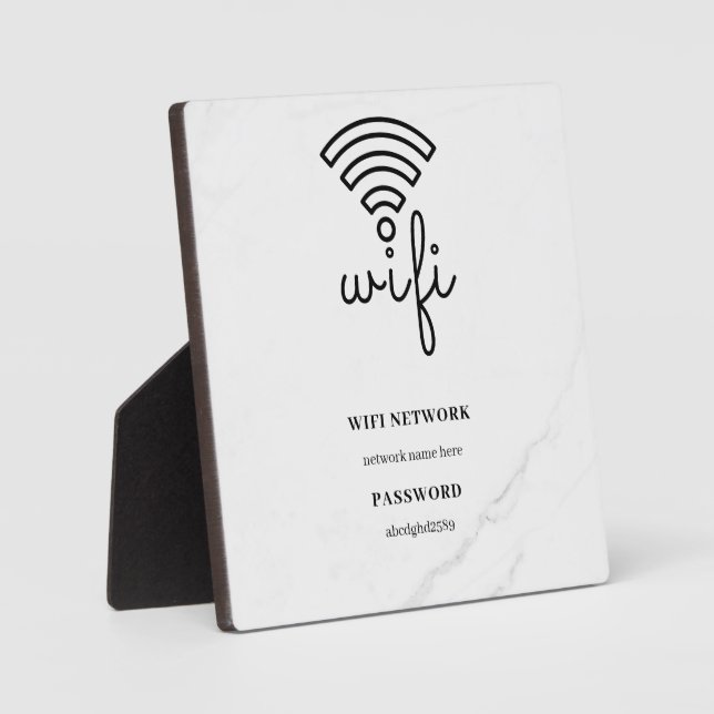 Photo Wifi Network and Password White Plaque (Recto)