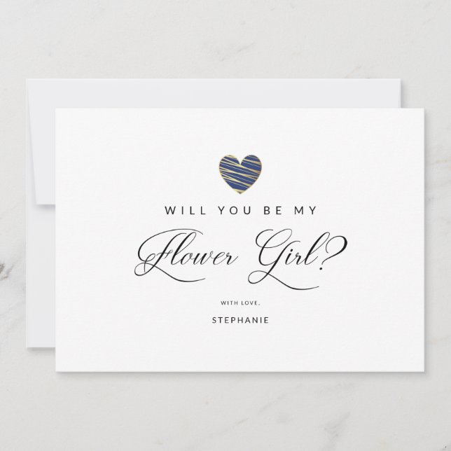 Photo Will You Be My flower Girl Navy Heart (Devant)