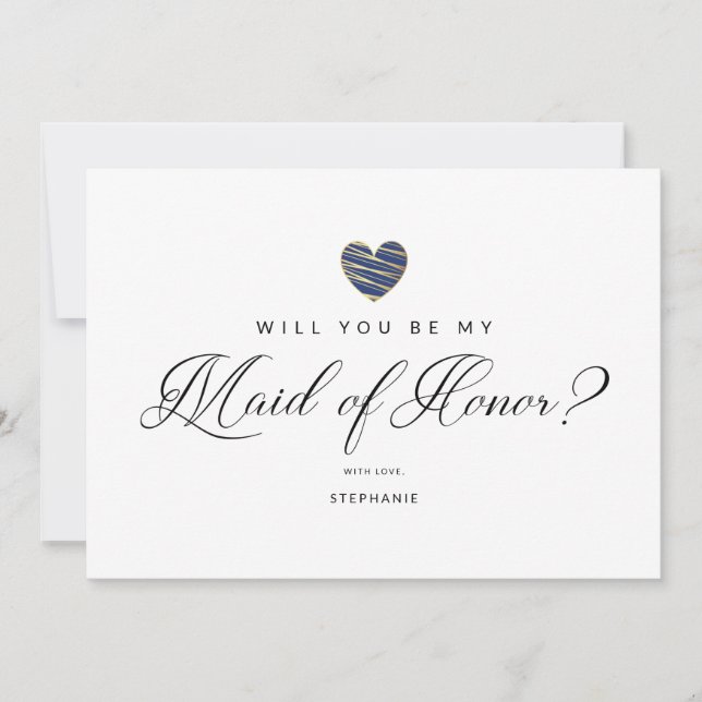Photo Will You Be My Maid of Honor Navy Heart (Devant)