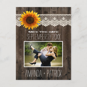 Photo Wood Sunflower Wedding Enregistrer Les Carte