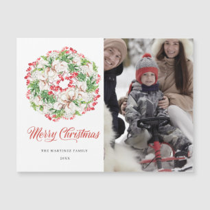 PHOTO Wreath Christmas Holiday Carte magnétique