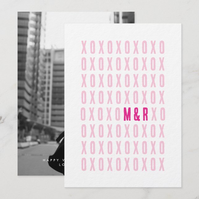 Photo XOXO Avec Couples Initiales Carte Vacances P (Devant / Derrière)