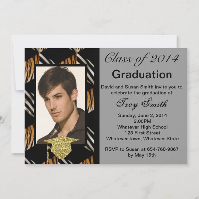Photo Zebra And Tiger Graduation Invitation (Devant)