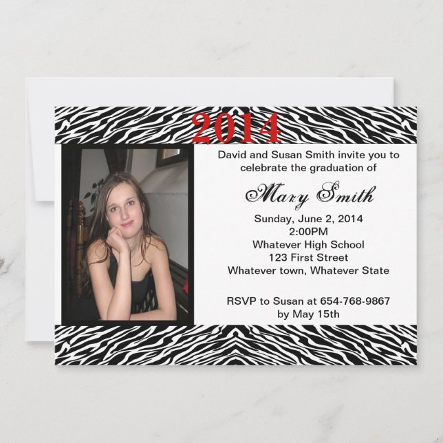 Photo Zebra Graduation Invitation (Devant)