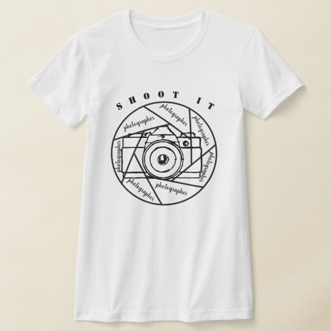 photographe caméra T-shirt noir et blanc (Poser)