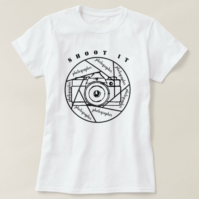 photographe caméra T-shirt noir et blanc (Design devant)