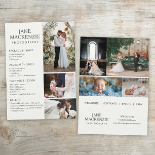 Photographe Liste de prix et services Carte postal