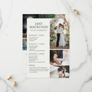 Photographe Liste de prix et services Carte postal