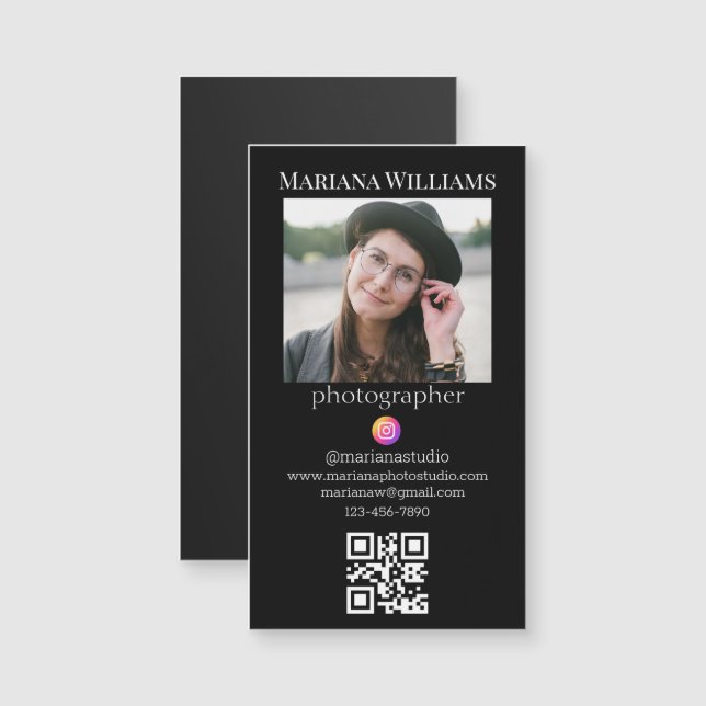 photographe qr code photo business aimant (Devant / Derrière)