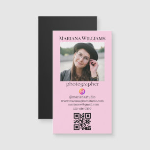 photographe qr code photo pink business aimant