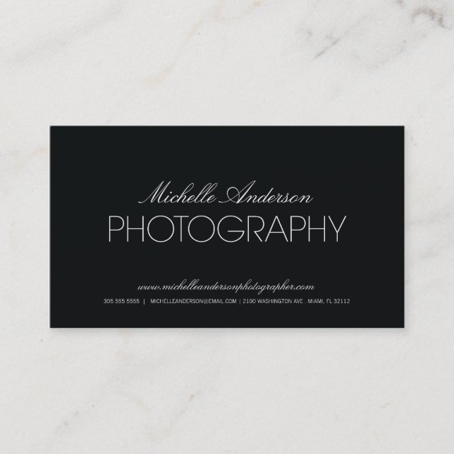 PHOTOGRAPHE SLEEK | CARTE DE VISITE PHOTOGRAPHIQUE (Devant)