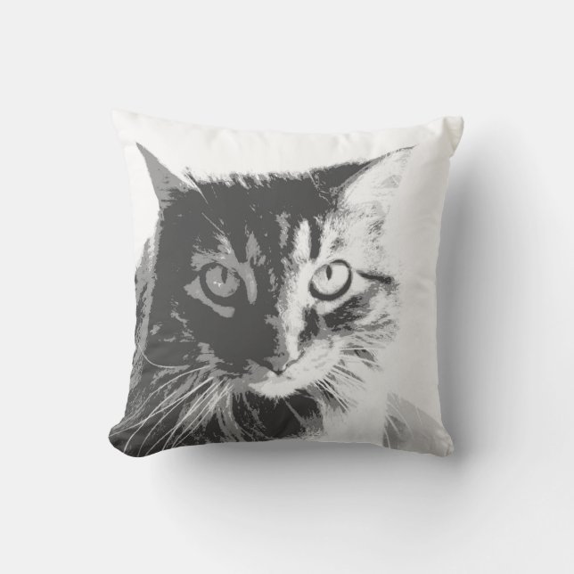 Photographie coussin en noir et blanc visage de ch (Recto)
