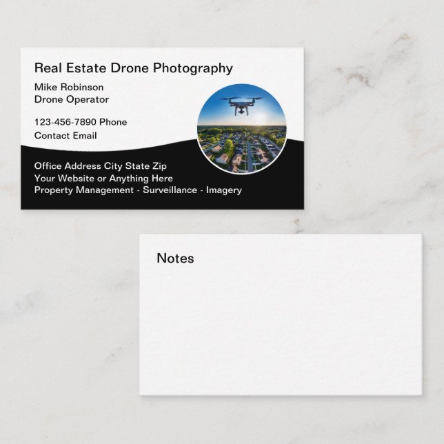 Photographie de drone immobilier Carte de visite (Devant / Derrière)