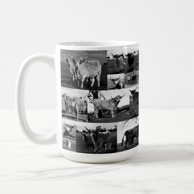 Photographie de vache noir blanc Highland, Mug (Gauche)