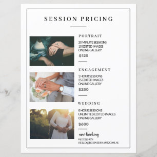 PHOTOGRAPHIE LISTE DES PRIX DE SESSION