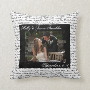Photographie mariage avec Coussin de texte romanti