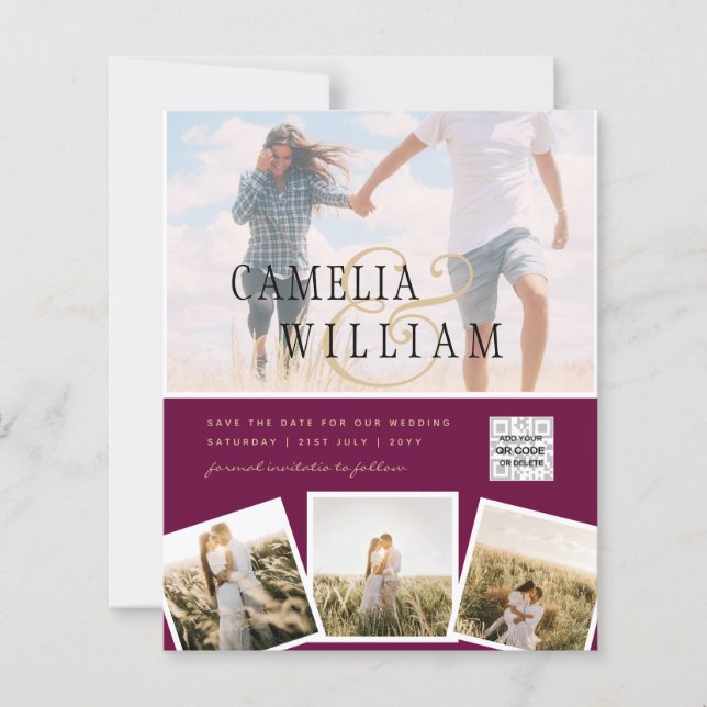 Photographie moderne QR Code Enregistrer Date Mari (Devant)