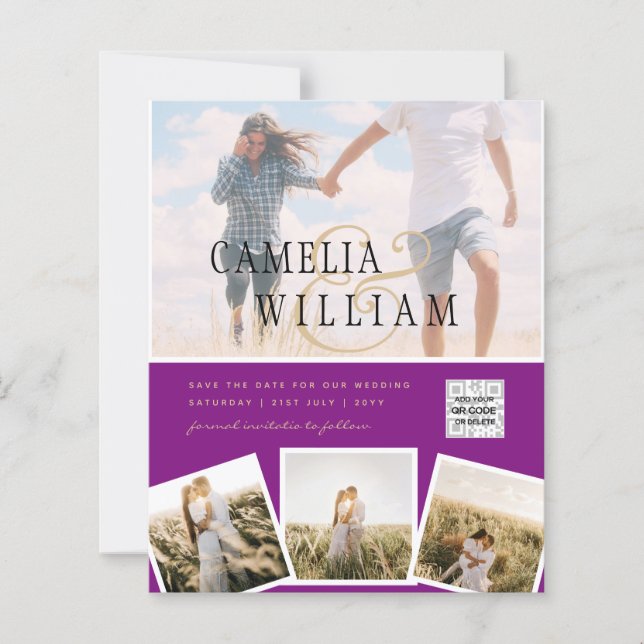 Photographie moderne QR Code Enregistrer Date Mari (Devant)