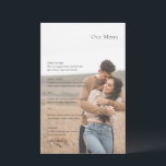 Photographie noir et blanc élégant Menu Mariage mo<br><div class="desc">Menu de mariage moderne au design simple mais élégant.</div>