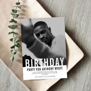 Photographie noir et blanc Invitation de fête d'an