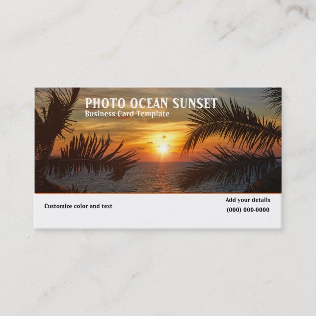 Photographie Ocean Sunset Carte de visite (Devant)
