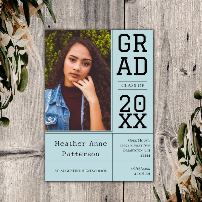 Photographie Open House | Invitation Turquoise (Teal Photo Graduation Open House Invitation)