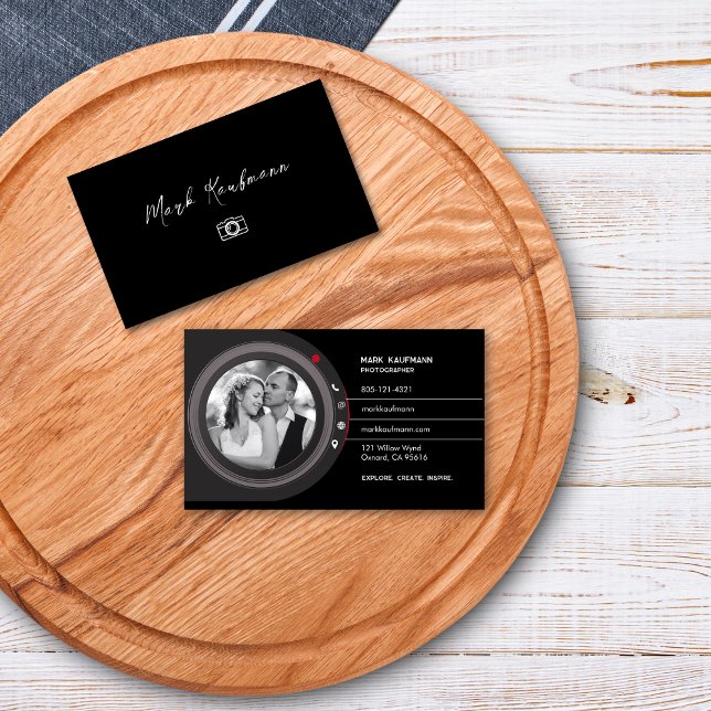 Photographie professionnelle Camera Lens Carte de  (Professional Photography Camerfa Lens Business Card)