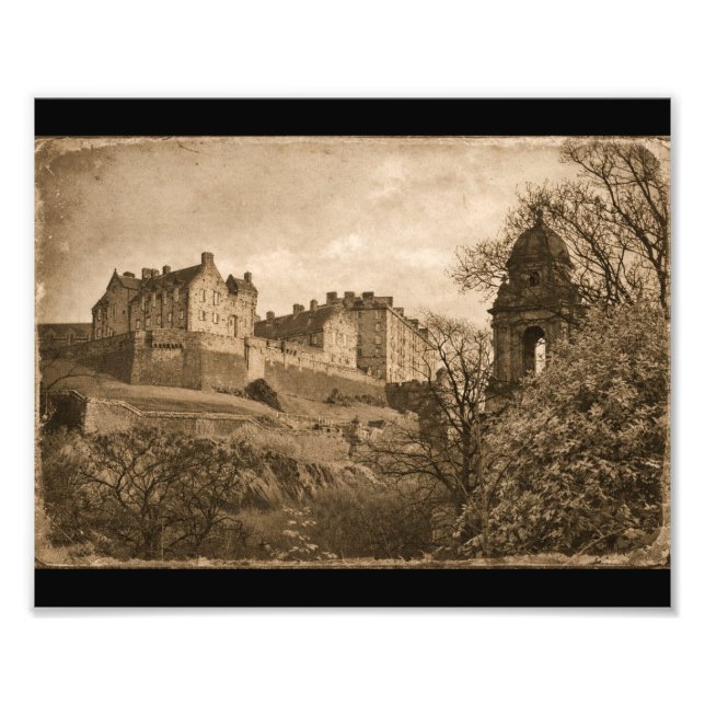 Photographie sépia du château d'Édimbourg (Devant)